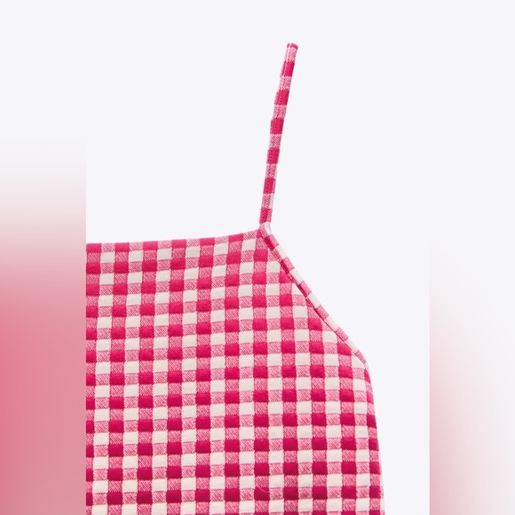 Zara Pink Gingham Check Dress - Picture 6 of 6